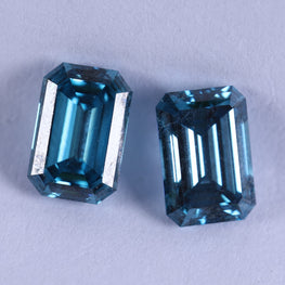 0.38 Carat Lab Grown Diamond Vivid Blue Emerald Cut Lab Diamond