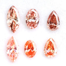 Fancy pink peach lab grown diamond mixed shapes marquise pear oval loose CVD diamond for custom jewelry making and engagement rings