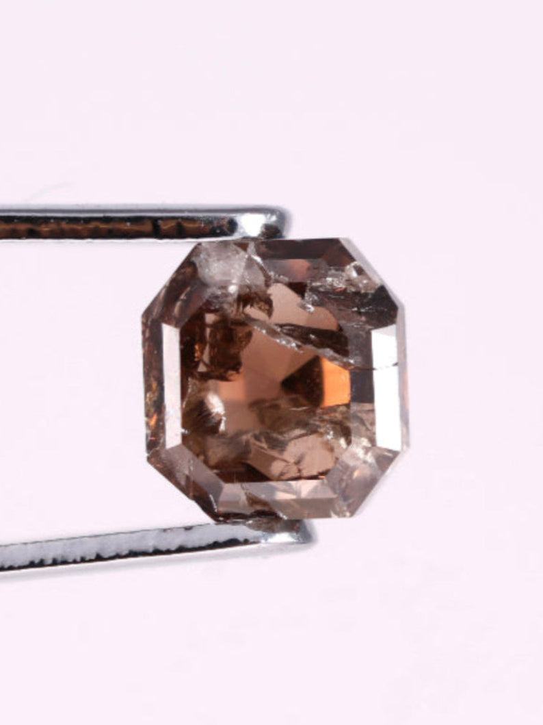 0.43 CT Asscher Shape Brown Earth Mined Fancy Natural Diamond