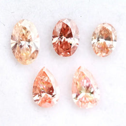 Fancy pink champagne lab grown diamond in oval and pear cuts, CVD loose diamond for solitaire ring setting and luxury jewelry making