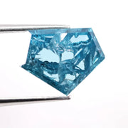 2.53 Ct fancy blue pentagon cut lab created diamond loose stone with vivid blue color, five-sided geometric shape, and brilliant faceting for modern custom jewelry setting.