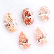 Fancy pink champagne lab grown diamond in oval and pear cuts, CVD loose diamond for solitaire ring setting and luxury jewelry making