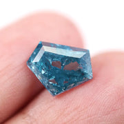 2.53 Ct fancy blue pentagon cut lab created diamond loose stone with vivid blue color, five-sided geometric shape, and brilliant faceting for modern custom jewelry setting.