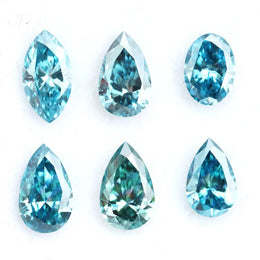 Mixed marquise pear and oval shape fancy blue lab grown diamonds loose CVD diamonds for custom jewelry making and engagement ring design