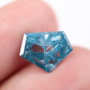 2.53 Ct fancy blue pentagon cut lab created diamond loose stone with vivid blue color, five-sided geometric shape, and brilliant faceting for modern custom jewelry setting.