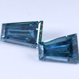 0.73 Carat Lab Grown Diamond Vivid Blue Tapered Baguette Cut Lab Diamond