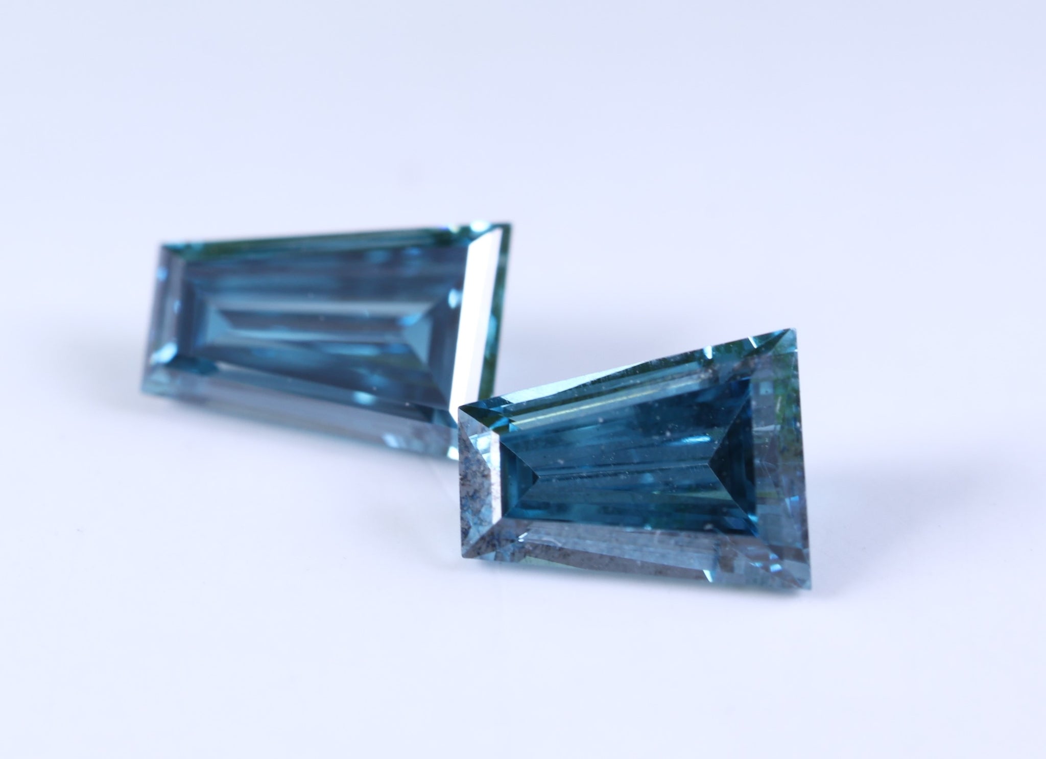0.73 Carat Lab Grown Diamond Vivid Blue Tapered Baguette Cut Lab Diamond