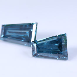 0.73 Carat Lab Grown Diamond Vivid Blue Tapered Baguette Cut Lab Diamond