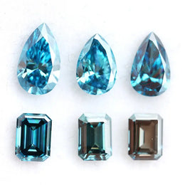 Pear and emerald cut fancy blue lab grown diamonds, ethical loose lab created diamonds for jewelry making and custom engagement rings
