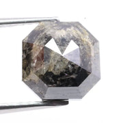 2.83 carat natural Asscher cut gray black diamond loose fancy color stone for custom ring setting