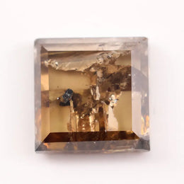 2.99 Ct square cut brown lab grown diamond loose stone with rich fancy color and sharp geometric facets for custom engagement ring and fine jewelry design
