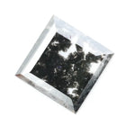 Square cut lab grown diamond with step facets, high clarity, mirror-like reflections, and visible inclusions on a neutral background