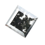 Square cut lab grown diamond with step facets, high clarity, mirror-like reflections, and visible inclusions on a neutral background