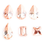 Fancy peach pink lab grown loose diamonds in pear, emerald and princess cut for custom engagement rings and fine jewelry making