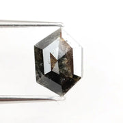 1.26 Ct hexagon cut grey black brown diamond with unique tones and sparkle for modern statement jewelry