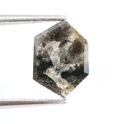 1.26 Ct hexagon cut grey black brown diamond with unique tones and sparkle for modern statement jewelry
