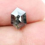 1.26 Ct hexagon cut grey black brown diamond with unique tones and sparkle for modern statement jewelry
