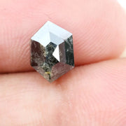 1.26 Ct hexagon cut grey black brown diamond with unique tones and sparkle for modern statement jewelry