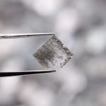 Fancy grey black lab grown rough diamond carré cut square slice loose diamond for custom jewelry making and modern engagement ring design.