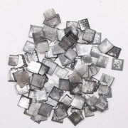 73.74 Ct lab grown rough diamond lot with square shape grey black uncut diamonds perfect for rustic jewelry making and custom engagement rings.