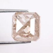 2.85 Ct emerald cut white and brown lab grown diamond loose stone with rectangular step facets and contrast sparkle