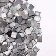Fancy grey black lab grown rough diamond lot with square slice Carré cut tiles, raw CVD diamonds for custom jewelry making and unique engagement ring designs.
