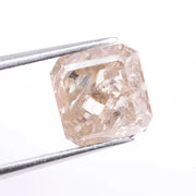 2.85 Ct emerald cut white and brown lab grown diamond loose stone with rectangular step facets and contrast sparkle