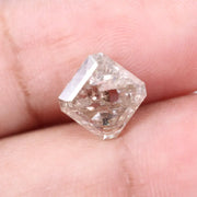 2.85 Ct emerald cut white and brown lab grown diamond loose stone with rectangular step facets and contrast sparkle