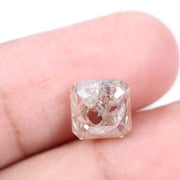 2.85 Ct emerald cut white and brown lab grown diamond loose stone with rectangular step facets and contrast sparkle