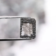 Fancy grey black lab grown rough diamond lot with square slice Carré cut tiles, raw CVD diamonds for custom jewelry making and unique engagement ring designs.