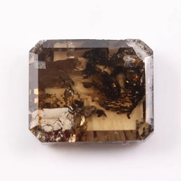 2.95 Ct brown emerald cut lab grown diamond loose stone with rich fancy color and sharp rectangular step facets for custom jewelry