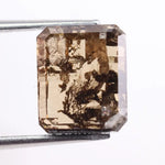 2.95 Ct brown emerald cut lab grown diamond loose stone with rich fancy color and sharp rectangular step facets for custom jewelry