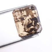 2.95 Ct brown emerald cut lab grown diamond loose stone with rich fancy color and sharp rectangular step facets for custom jewelry