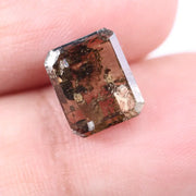2.95 Ct brown emerald cut lab grown diamond loose stone with rich fancy color and sharp rectangular step facets for custom jewelry