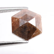 1.50 carat natural brown hexagon cut loose diamond with brilliant facets ideal for custom ring, pendant or fine jewelry