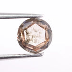 0.51 Ct Round cut White & brown lab created diamond with clean geometric step facets and elegant sparkle
