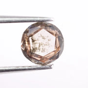 0.51 Ct Round cut White & brown lab created diamond with clean geometric step facets and elegant sparkle