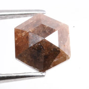1.50 carat natural brown hexagon cut loose diamond with brilliant facets ideal for custom ring, pendant or fine jewelry