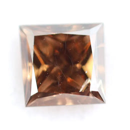 0.45 Ct brown square cut lab grown diamond with rich earthy color and modern geometric shape, loose diamond stone for custom jewelry making. 