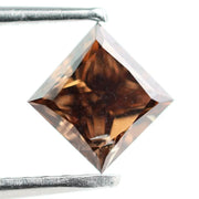 0.45 Ct brown square cut lab grown diamond with rich earthy color and modern geometric shape, loose diamond stone for custom jewelry making. 