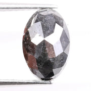 2.48 Ct oval cut black diamond loose stone with deep opaque color and polished finish for custom ring jewelry
