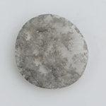 Round lab-grown diamond with unique gray inclusions, faceted for maximum sparkle, ethically created, ideal for custom rings and jewelry