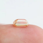 0.67 Ct brown emerald cut lab grown diamond with elegant step cut facets and rich warm tone, loose fancy diamond for custom jewelry making. 
