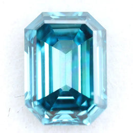 0.37 Ct blue emerald cut lab grown diamond with vibrant fancy blue color and elegant step cut facets, loose diamond for custom fine jewelry. 