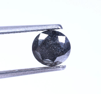 0.84 Carat Natural Black Color Round Shape Salt And Pepper Diamond