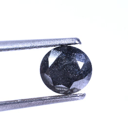 0.84 Carat Natural Black Color Round Shape Salt And Pepper Diamond