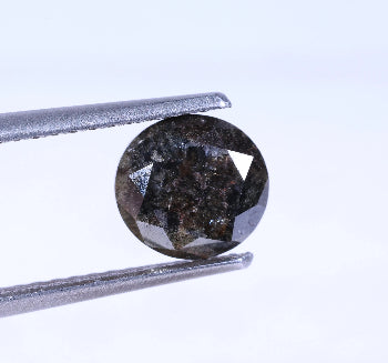 1.26 Carat Natural Black Color Round Cut Salt And Pepper Diamond