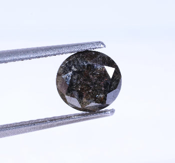 1.26 Carat Natural Black Color Round Cut Salt And Pepper Diamond