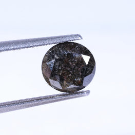 1.26 Carat Natural Black Color Round Cut Salt And Pepper Diamond