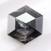 0.76 carat hexagon cut black diamond loose stone with deep fancy color for engagement ring and custom jewelry design